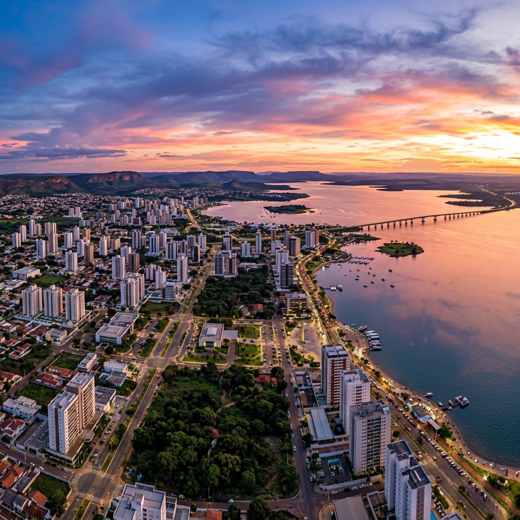 Palmas e Lago de Palmas ao pôr do sol