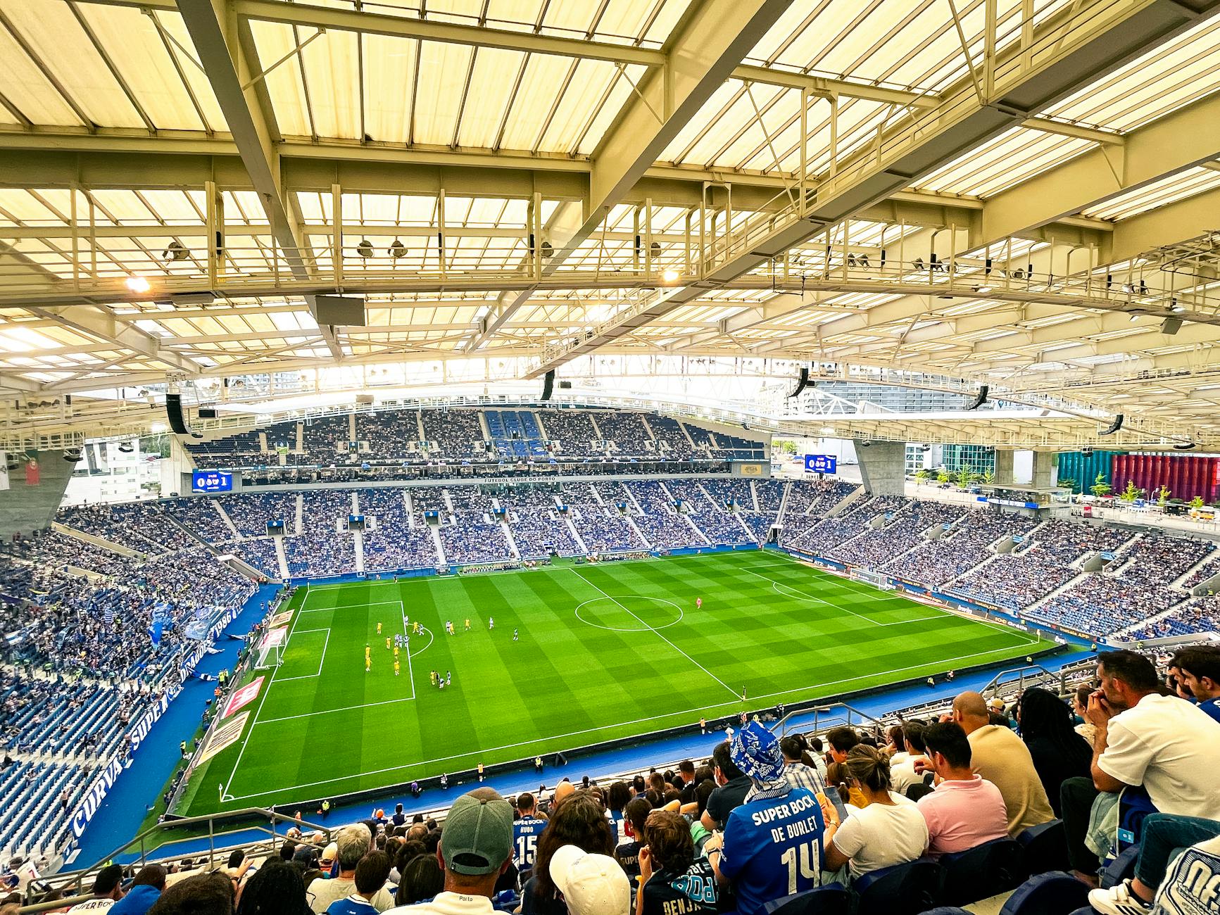 vibrant football match at porto s estadio do dragao